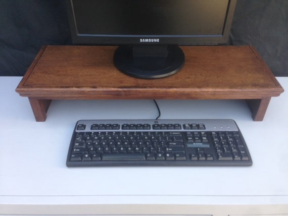 Computer Monitor Stand Traditional Style Birch Wood With Mocha Etsy