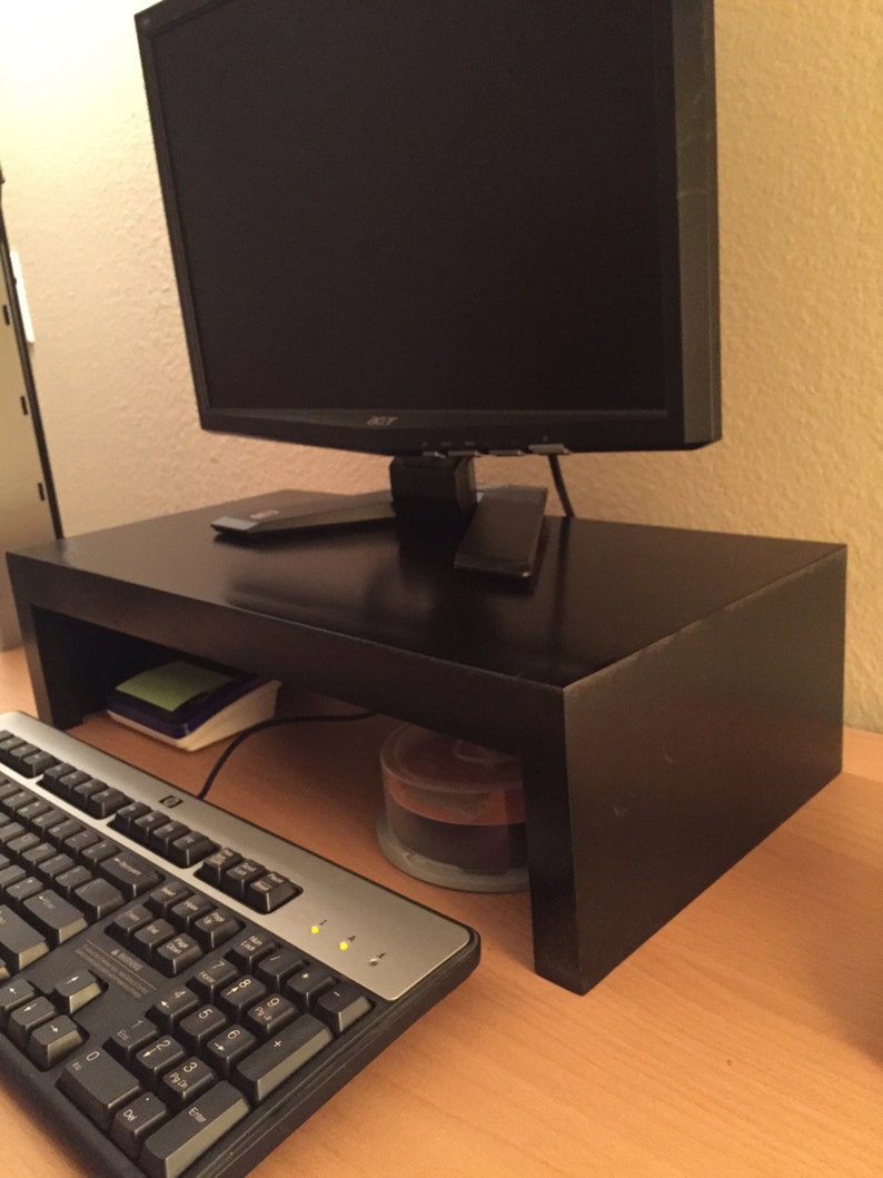 21 Wide TV or Computer Monitor Stand in Red Birch Wood with Black Finish image 4