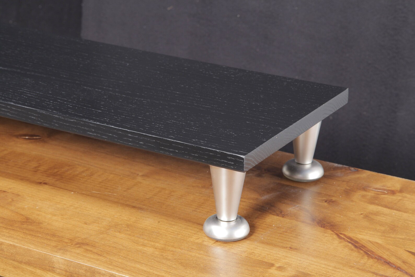 TV Riser Stand in Solid Oak With Pillar Footing in Black - Etsy