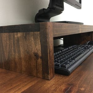 Computer Monitor Stand Modern Rustic Style Coffee Finish Handcrafted Custom Sizing