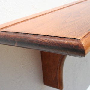Traditional Solid Alder Wall Shelf with Plate Groove in Medium Finish