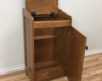 Laundry Hamper or Wood Trash Can in Traditional Oak Style