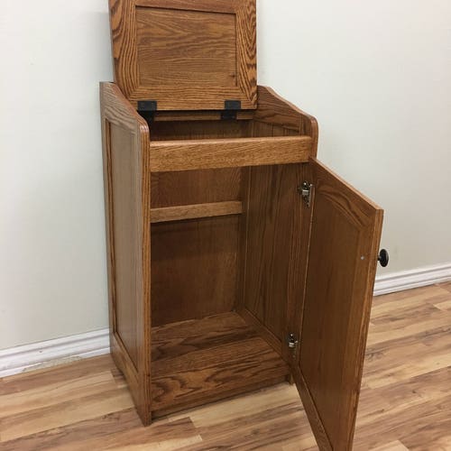 Laundry Hamper or Wood Trash Can in Traditional Oak Style Etsy
