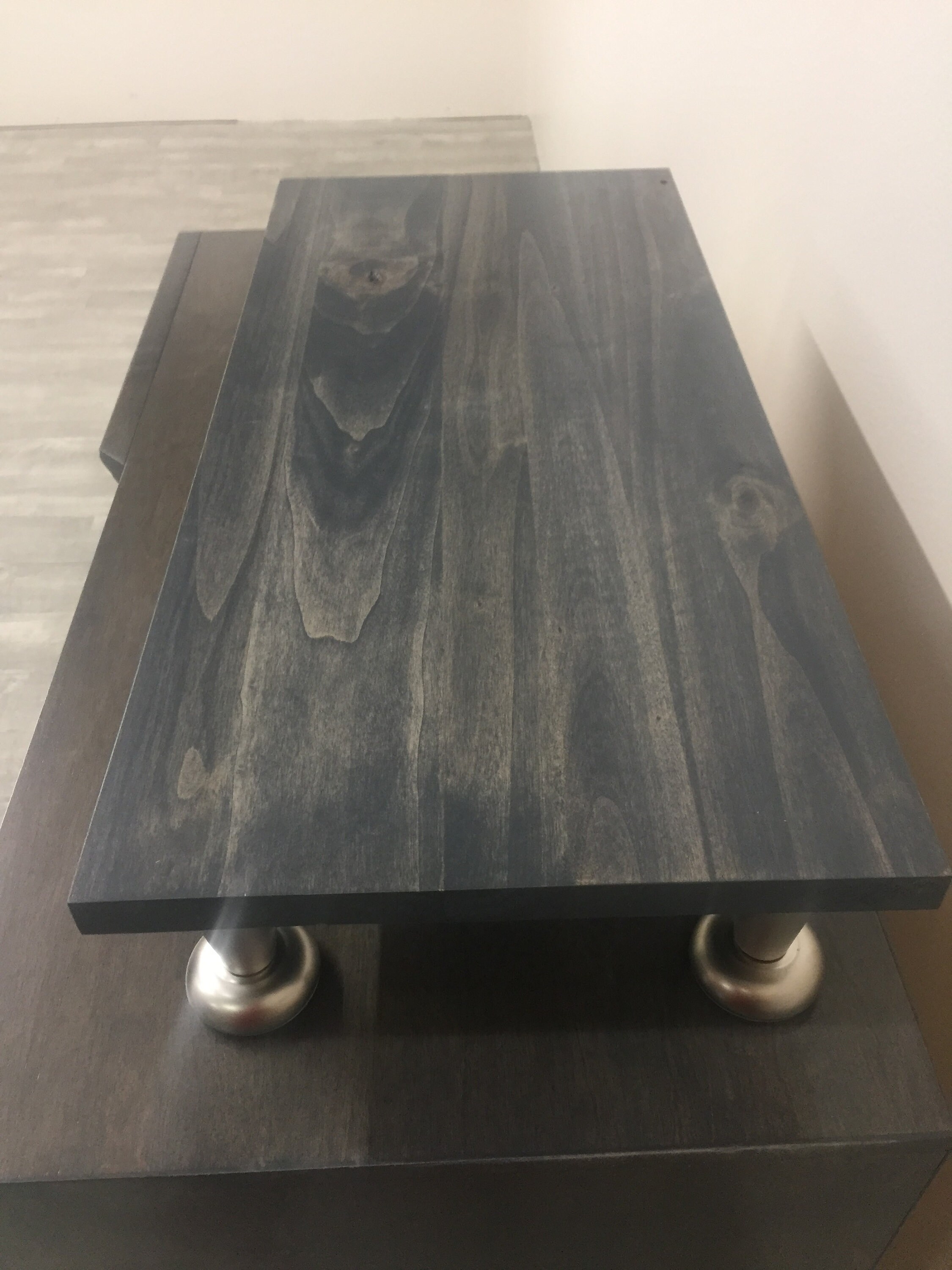 TV Riser Stand Solid Rustic Wood With Pillar Footing in Slate | Etsy