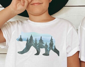 Bear Shirt for Kids, Little Bear Shirt, Kids Camping Shirt, Youth Nature Shirt, Bear Gift, Camping Toddler Shirt, Nature Kids Clothing