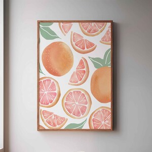 Grapefruit Printable Art, Watercolor Fruit Printable Wall Art Botanical Fruit Digital Print Citrus Kitchen Poster Print image 7