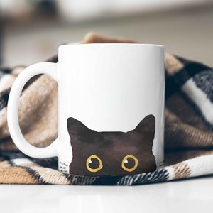 Peeking Cat Mug, Funny Cat Mug Custom Black Cat Lover Gifts Cat Mom Gifts Kitty Cute Mug Animal Lover Gift Cat Mug Personalized Cat Gifts