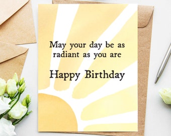 Sunshine Printable Birthday Card, Happy Birthday Digital Card, Sun Birthday Card for Kids, Girl Birthday Card Instant Download