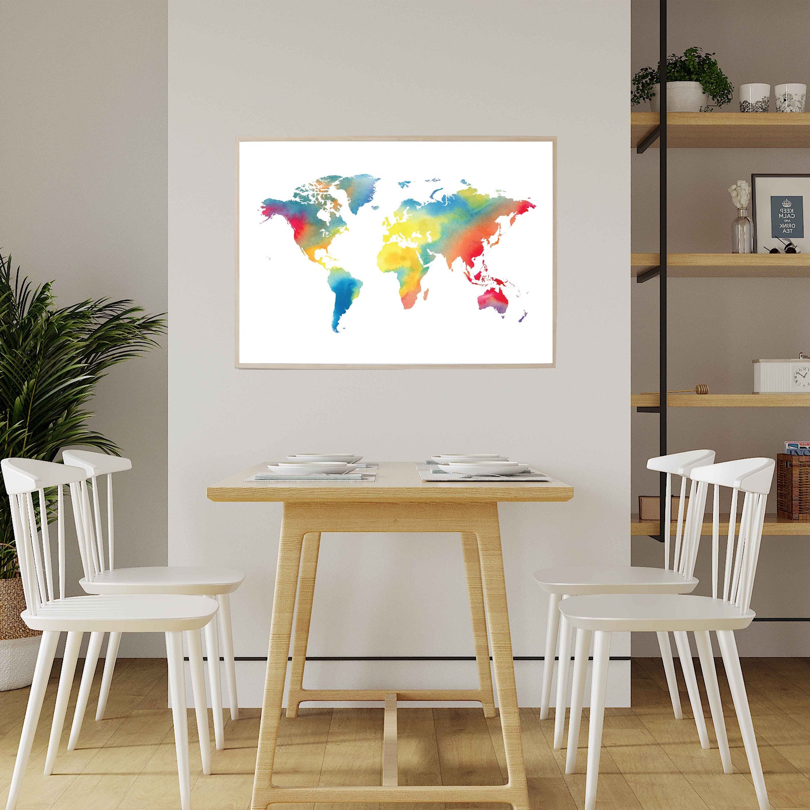 Colorful World Map Poster Printable World Map Rainbow World - Etsy