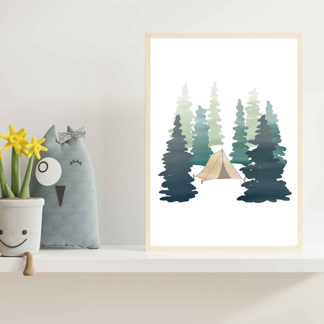 Camping Printable Art, Boys Room Wall Art, Camping Poster, Boy Nursery Printable, Nature