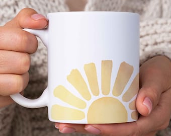 Good Morning Sunshine Mug, Cute Coffee Mug Morning Person Gift for Friend Sunny Mug Hello Sunshine Gifts for Her Happy Sun Mug