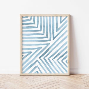 Light Blue Printable Wall Art, Teal Printable Abstract Art Bathroom Digital Print Minimalist Wall Art Geometric Pattern Teal Watercolor Art