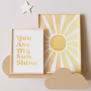 You Are My Sunshine Wall Art, Sunshine Prints for Kids Room Wall Art Sun Print Sunshine Nursery Decor Sun Prints Watercolor Sunshine Poster