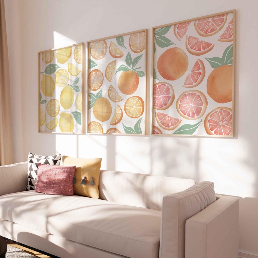 add a touch of nature to your kitchen with citrus... Fruit Prints, Kitchen Poster Lemon Wall Art Citrus Print Dining Room ...