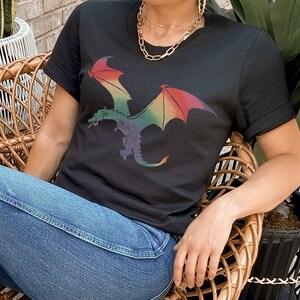 Rainbow Dragon Shirt, Colorful Fantasy T shirt Magical Dragon Tshirt DND Gifts Dungeon MasterShirt Unique Rainbow Dragon Gifts Black