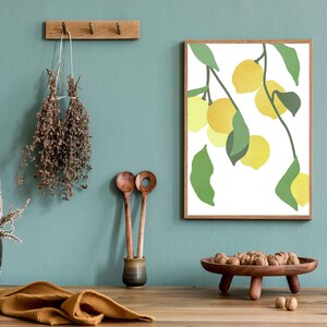 Citroen digitale print, citrus keuken muur kunst fruit afdrukbare minimalistische muur kunst eetkamer poster citroenen downloadbare kunst afbeelding 3