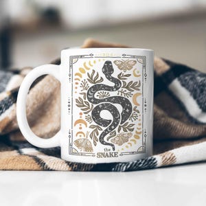 Celestial Dragon Mug, Boho Dragon Cup with Stars and Moons Dragon Lover Gift Tarot Mug Witchy Gift for Friend Dragon Lover Gift Mystical Mug Snake 11 oz