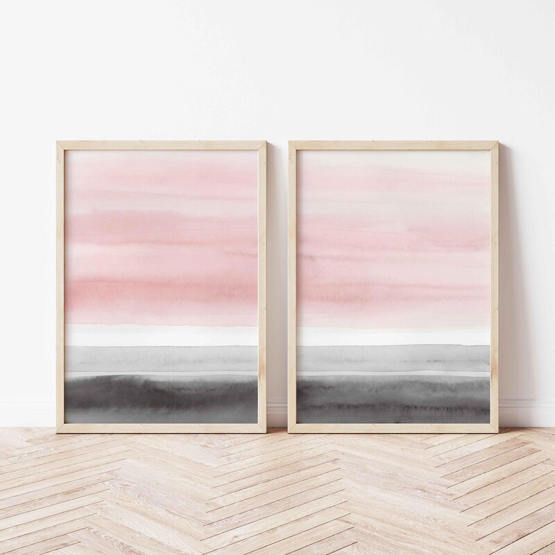 Pink Grey Wall Art - Etsy