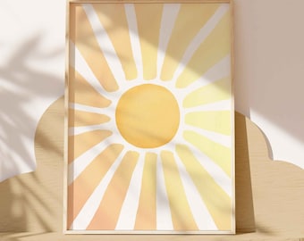 Sunshine afdrukbare muurkunst, jij bent mijn zonneschijn kinderkamer muurkunst kinderkamer zon afdrukbare kunst aquarel zon digitale kunst downloadbare prints