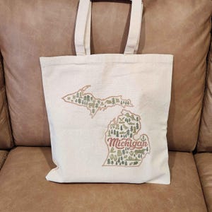 CafePress Michigan Home Natural Canvas Tote Bag – Reusable Shopping Bag With Style - View #7