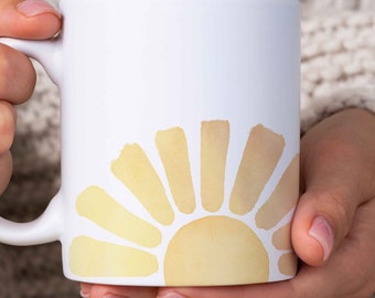 Good Morning Sunshine Mug, Cute Coffee Mug Morning Person Gift for Friend Sunny Mug Hello Sunshine Gifts for Her Happy Sun Mug