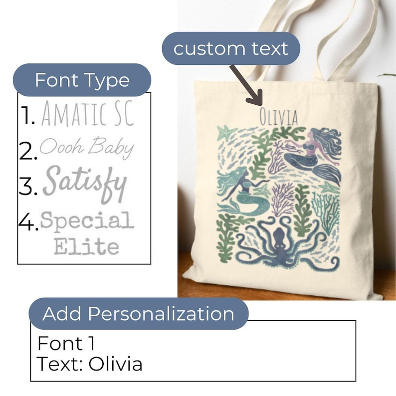 Ocean Tote Bag – Ocean Lover Gift Mermaid Tote Whale Tote bag Ocean Bag Summer Beach Tote Bag Sea Turtle Beach Bag Ocean Theme Gifts Mermaid - Custom