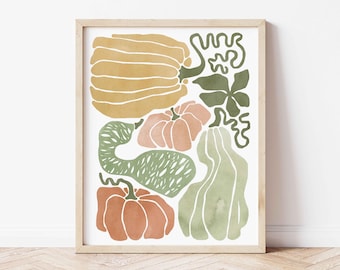 Dynia do druku ściennego, dynia cyfrowy wydruk Halloween wydruki do pobrania akwarela dynia malarstwo jesienne wydruki dyni plakat