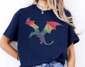 Rainbow Dragon Shirt, Colorful Fantasy T shirt Magical Dragon Tshirt DND Gifts Dungeon MasterShirt Unique Rainbow Dragon Gifts