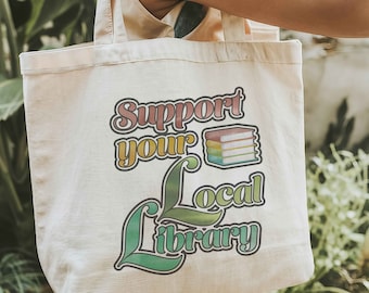 Library Canvas Tote Bag, Book Lover Gift Library Bag Book Reusable Bag Bookworm Librarian Gifts Bookish Tote Bag Reader Gift