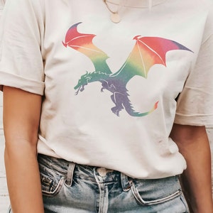 Rainbow Dragon Shirt, Colorful Fantasy T shirt Magical Dragon Tshirt DND Gifts Dungeon MasterShirt Unique Rainbow Dragon Gifts image 9