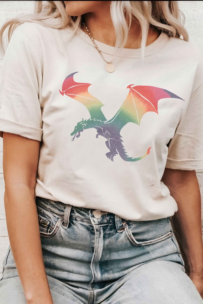 Rainbow Dragon Shirt, Colorful Fantasy T shirt Magical Dragon Tshirt DND Gifts Dungeon MasterShirt Unique Rainbow Dragon Gifts image 9