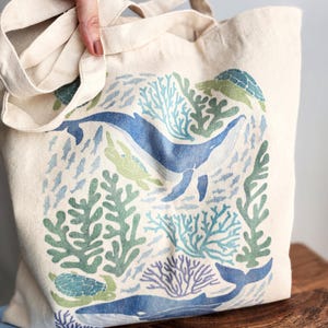 Ocean Tote Bag – Ocean Lover Gift Mermaid Tote Whale Tote bag Ocean Bag Summer Beach Tote Bag Sea Turtle Beach Bag Ocean Theme Gifts image 2
