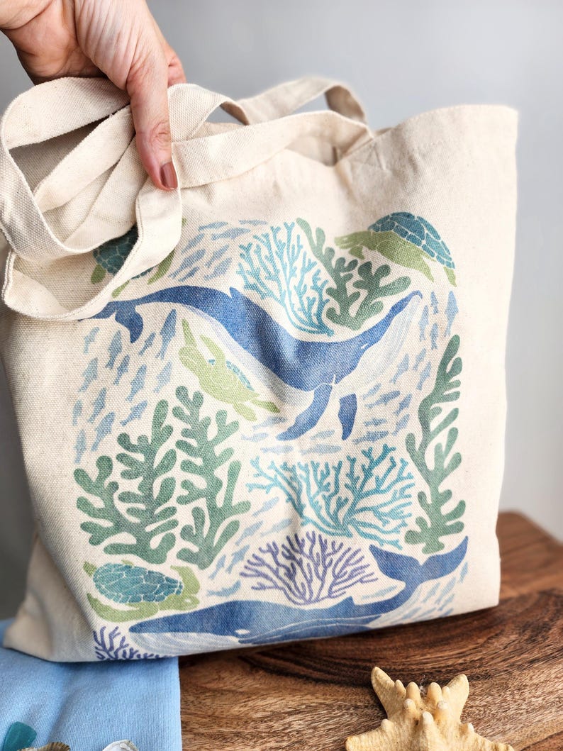 Ocean Tote Bag – Ocean Lover Gift Mermaid Tote Whale Tote bag Ocean Bag Summer Beach Tote Bag Sea Turtle Beach Bag Ocean Theme Gifts image 2