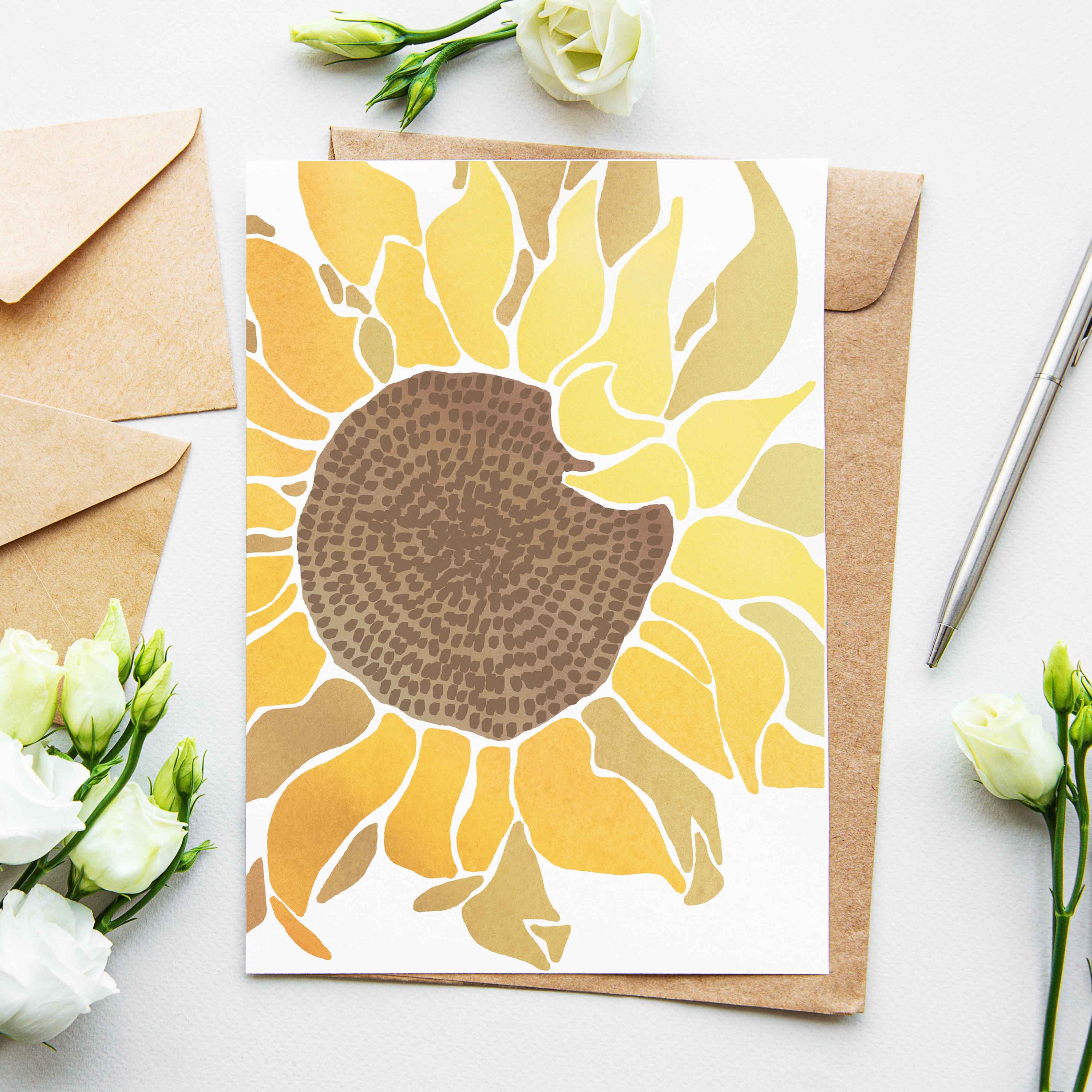 Printable Sunflower Card, Floral Birthday Printable Card Watercolor ...
