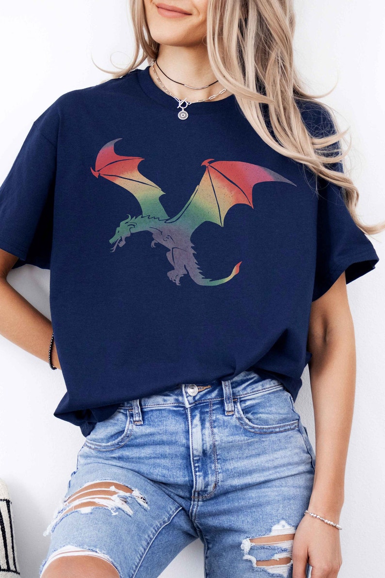 Rainbow Dragon Shirt, Colorful Fantasy T shirt Magical Dragon Tshirt DND Gifts Dungeon MasterShirt Unique Rainbow Dragon Gifts image 10