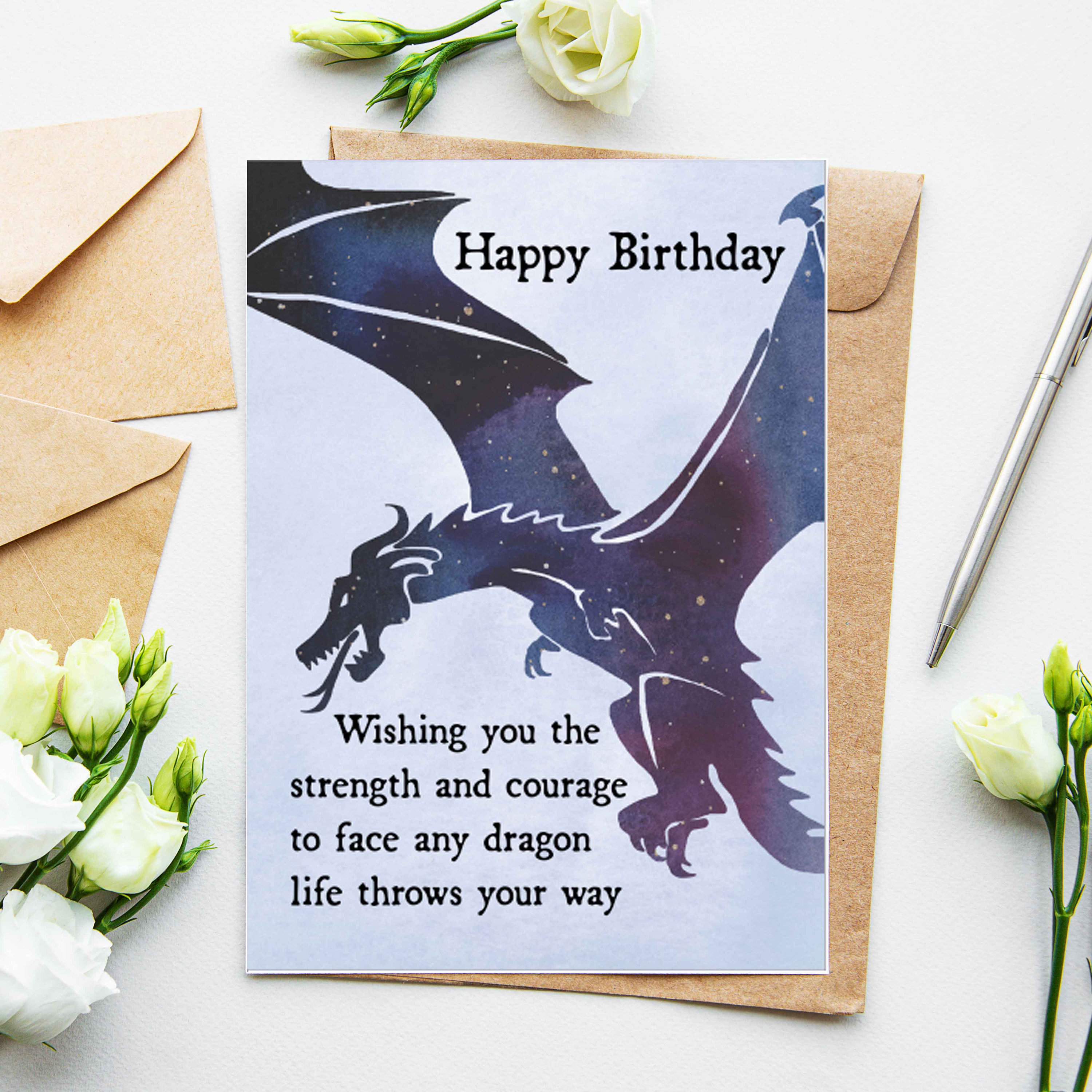 Dragon Printable Birthday Card Cosmic Dragon Birthday Digital - Etsy