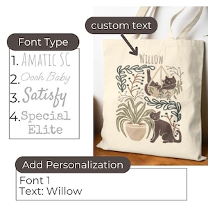 Bolsa de gato: bolsa de regalo original para amantes de los gatos, divertida bolsa de libros con gatos, reutilizable, ideal para gatos y libros, y para la compra de gatos y plantas. Cats Plants Custom