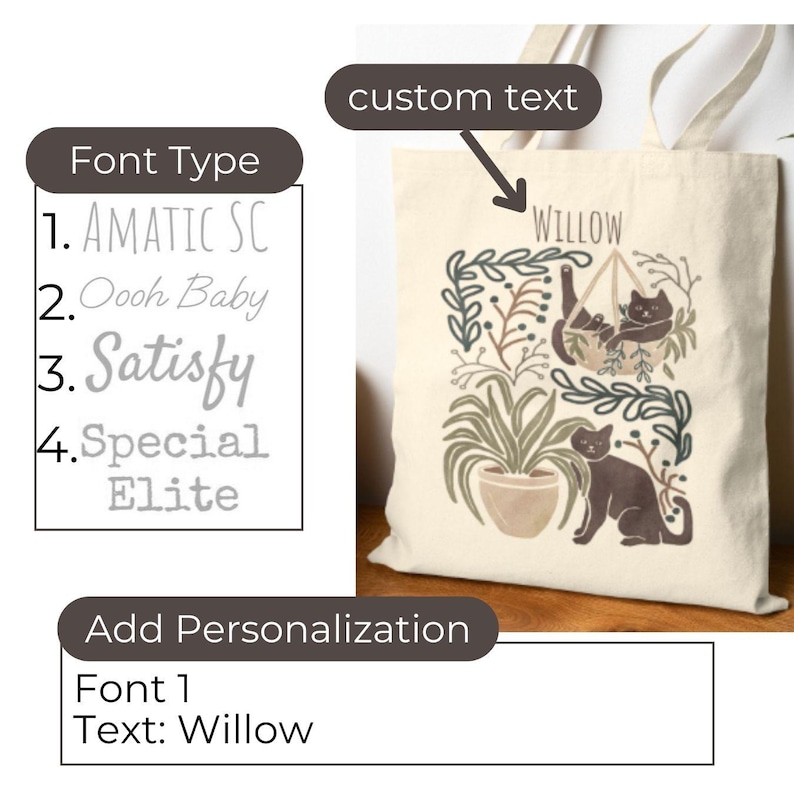 Bolsa de gato: bolsa de regalo original para amantes de los gatos, divertida bolsa de libros con gatos, reutilizable, ideal para gatos y libros, y para la compra de gatos y plantas. Cats Plants Custom