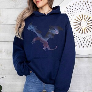 Celestial Dragon Hoodie, Cosmic Dragon Sweatshirt Fantasy Hoodie Dragon DND Gift Dragon Clothing Dragon Lover Gift Dragon Merch Navy