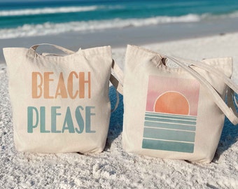 Beach Tote Bags, Summer Beach Bag Vacation Girls Trip Gift Surf Tote Bag Beach Please Bachelorette Party Gift Sunset Lovers Bag