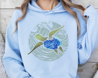 Sea Turtle Hoodie, Save the Turtles Beach Hoodie Turtle Lover Gift Honu Turtle Sweatshirt Hawaii Surf Hoodie Ocean Summer Hoodie