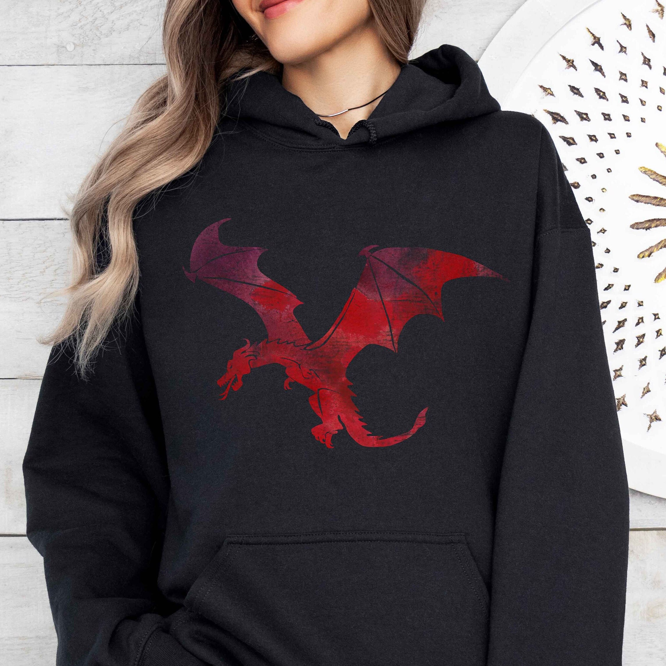 Red Dragon Hoodie Dragon Gift DND Dragon Sweatshirt Dragon Lover Gift Fantasy Hoodie Dungeon Master Gift Dragon Teen Sweatshirt Etsy