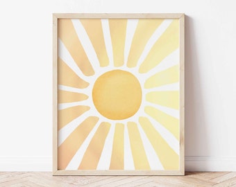 Sunshine Wall Art, Sunshine Playroom Decor You Are My Sunshine Print Watercolor Sun Kids Wall Art Sunshine Poster Sun Boho Nursery Print