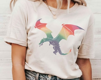 Rainbow Dragon Shirt, Colorful Fantasy T shirt Magical Dragon Tshirt DND Gifts Dungeon MasterShirt Unique Rainbow Dragon Gifts