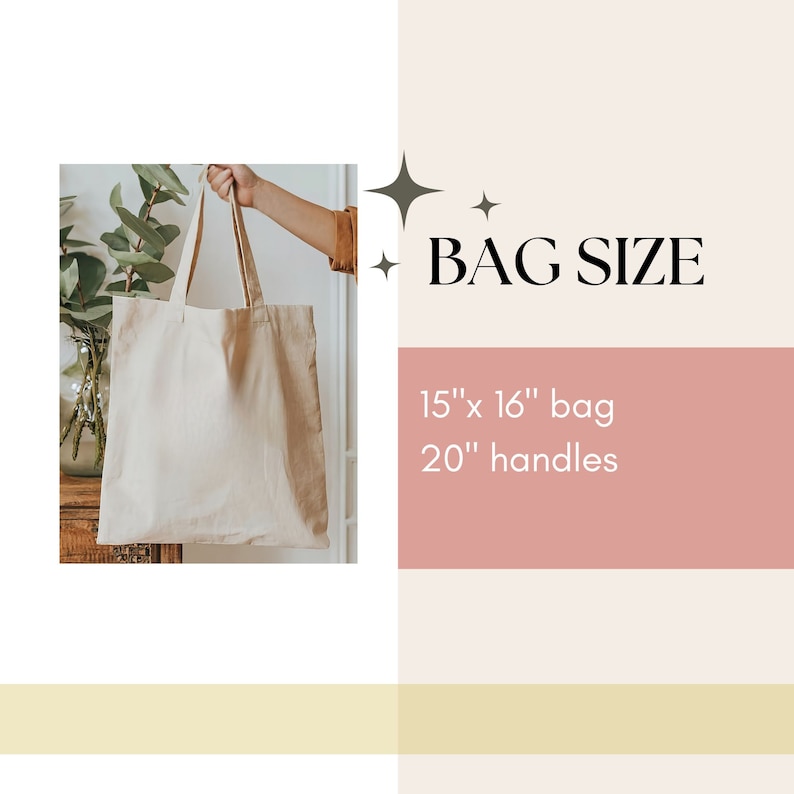 K&ouml;nnte beinhalten: Eine beigefarbene Tragetasche mit langen Henkeln wird von einer Person gehalten. Die Tasche ist 38 cm x 41 cm gro&szlig; und hat 51 cm lange Henkel. Der Text "BAG SIZE" wird in Schwarz zusammen mit den Abmessungen der Tasche angezeigt.