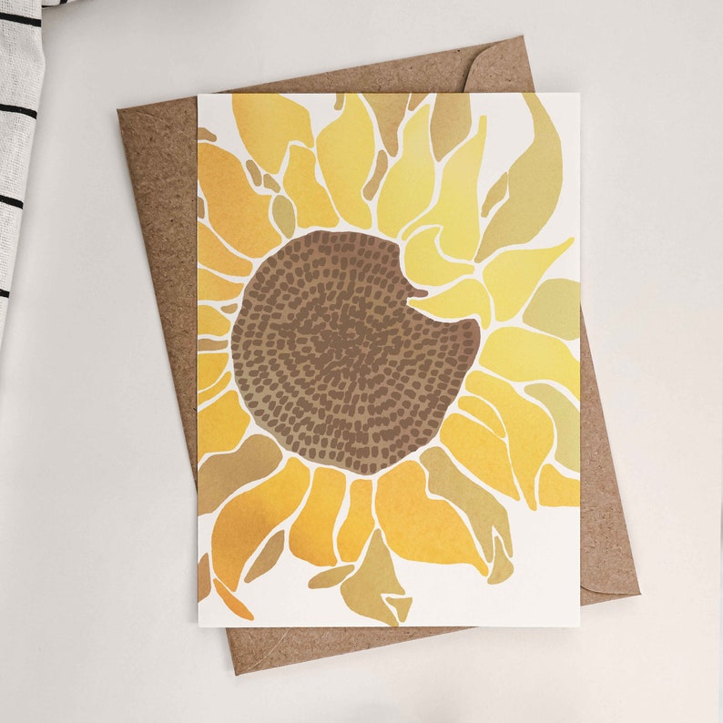 Printable Sunflower Card, Floral Birthday Printable Card Watercolor ...
