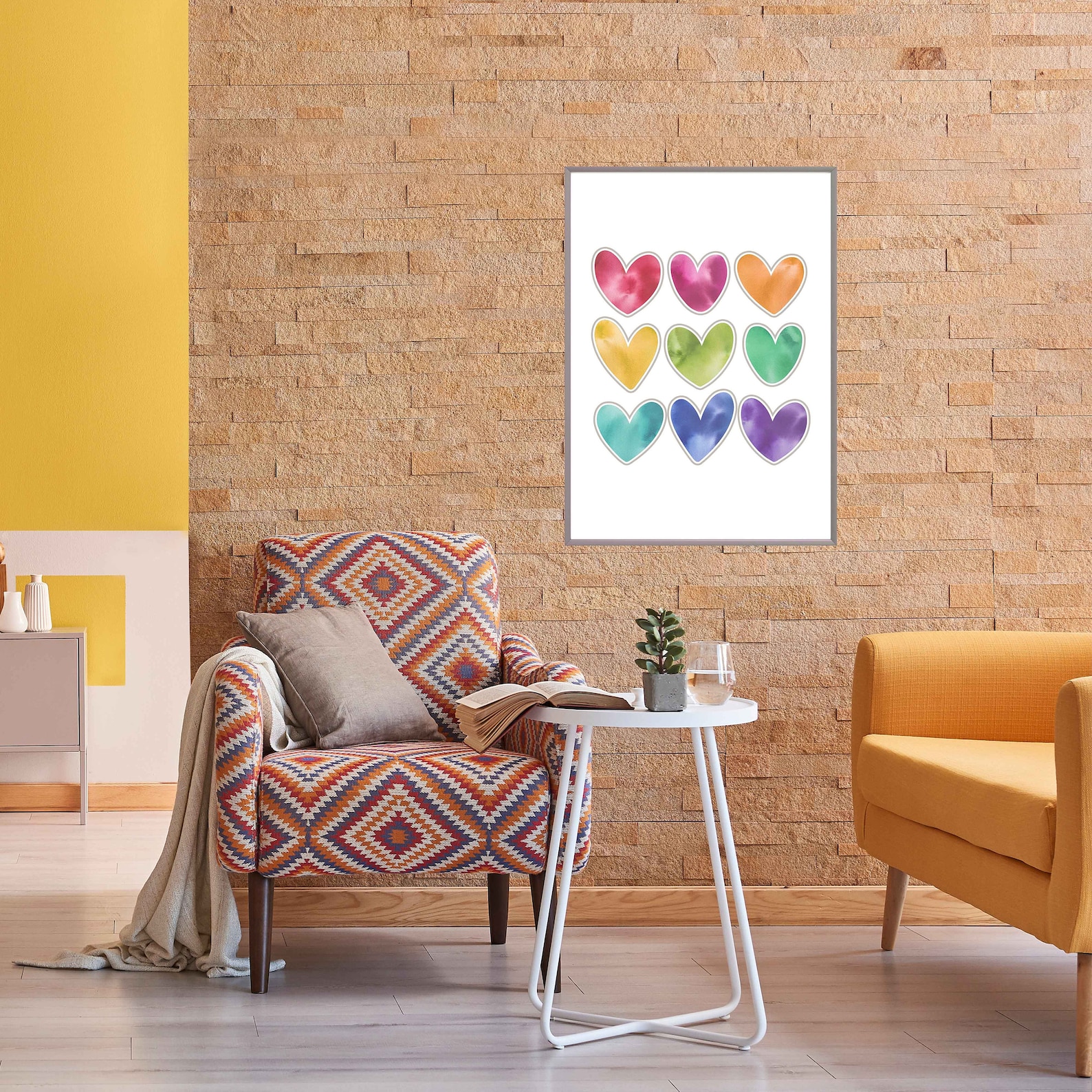 Rainbow Hearts Printable Art Valentine Printable Watercolor - Etsy