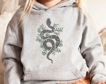 Snake Kids Hoodie, Reptile Kids Sweatshirt Botanical Snake Hoodie Kids Celestial Snake Girl Toddler Hoodie Youth Celestial Kids Gifts