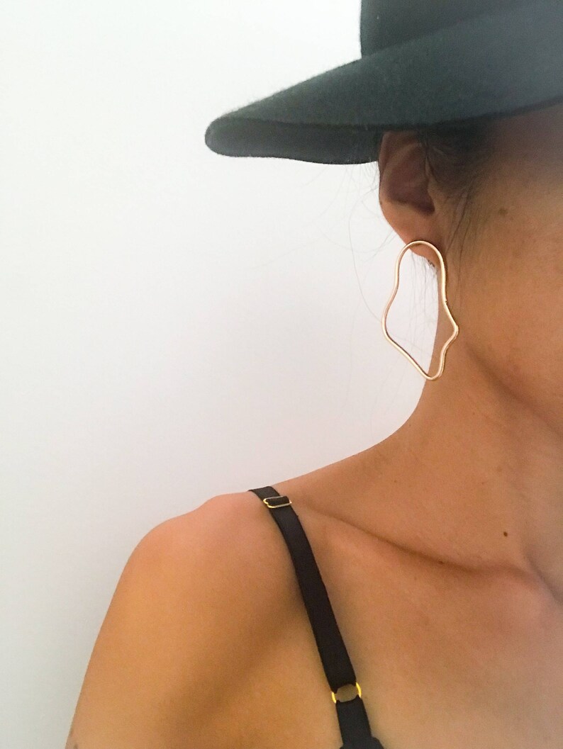 art earings Wire body art earrings Face earrings Nude body earings wire art earings gold color earings,gold wire earrings