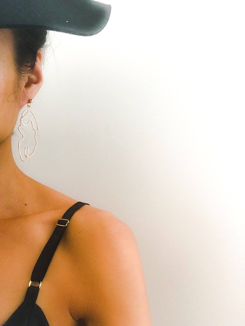 art earings Wire body art earrings Face earrings Nude body earings wire art earings gold color earings,gold wire earrings